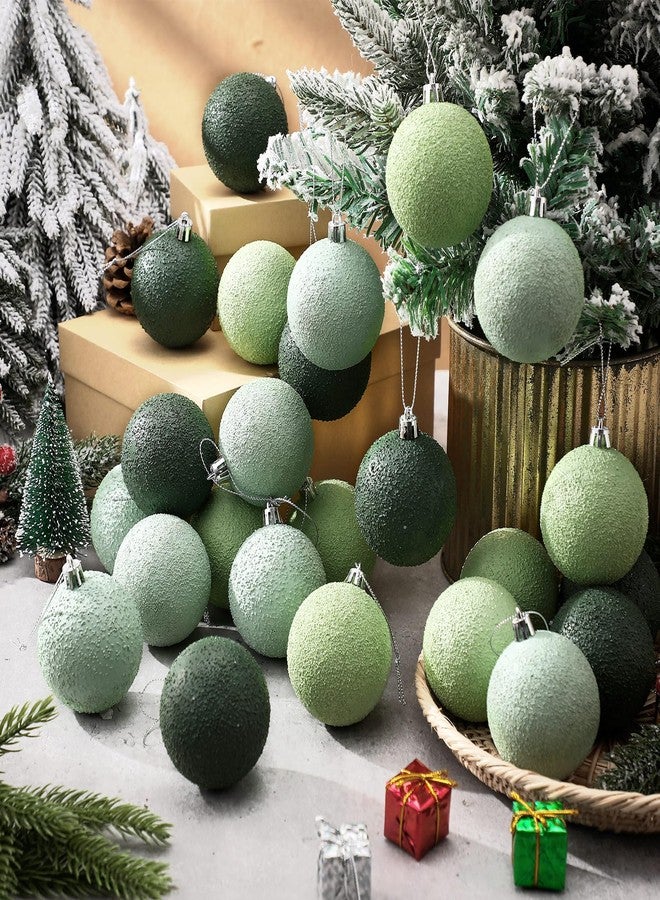Lunmon 24 Pcs Vintage Neutral Lime Green Moss Christmas Tree Ornaments 2.36 Inch Matte Christmas Ball Ornaments Plastic Xmas Ball Decor Rustic Xmas Tree Hanging Decor for Holiday Supplies - Image 1